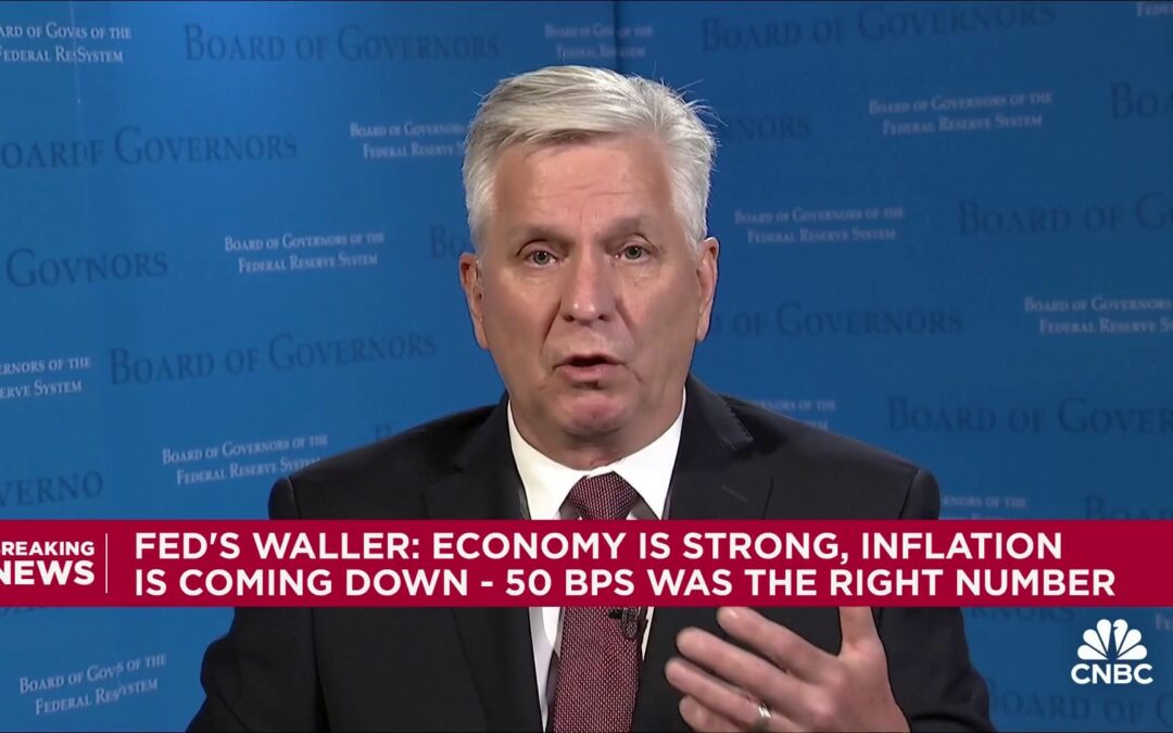 Fed Governor Waller says inflation softening faster than he expected put him in half-point-cut camp